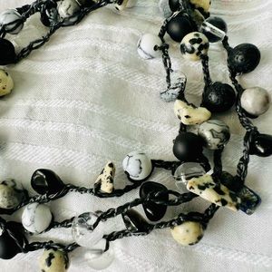 Handmade 26” precious stone necklace - Dalmatian
